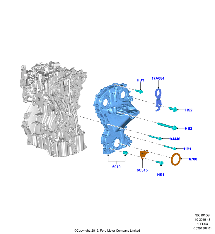 Крышки газораспредели. механизма, 1.0L 3 CYL Fox (10FD0X)