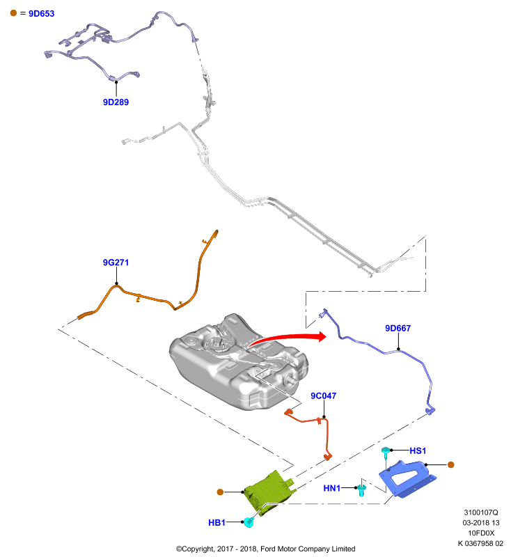 Система улавливания паров топлива, 1.0L 3 CYL Fox             (10FD0X)