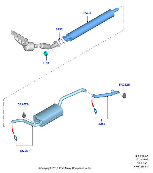 Система выпуска, Zetec 1.6 DOHC EFI