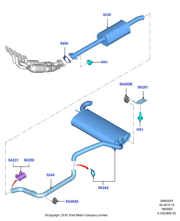 Система выпуска, Zetec 1.6 DOHC EFI
