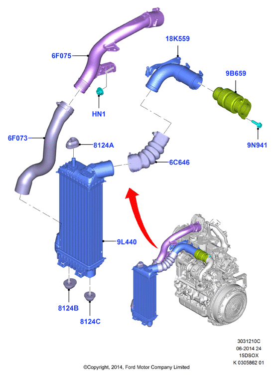 Пром.теплообм/воздуховоды и шланги, 1.5L SOHC DI TC I4 DIESEL  (15DSOX)