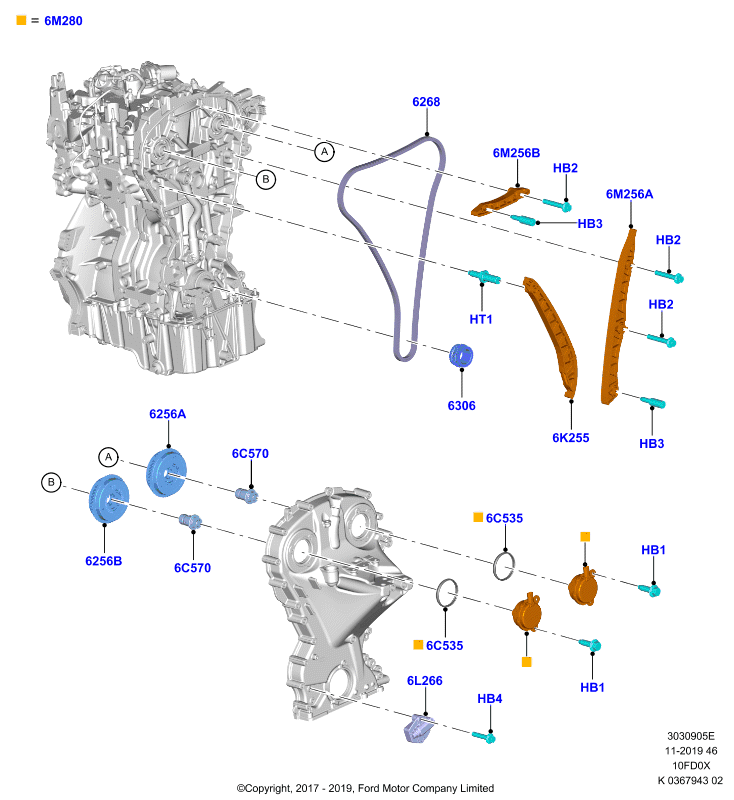 Газораспределительный механизм, 1.0L 3 CYL Fox (10FD0X)
