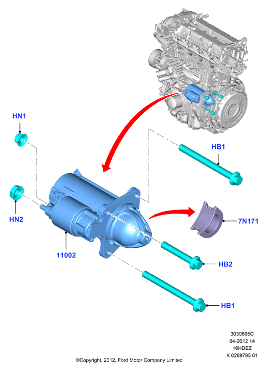 Опоры стартера, Zetec 1.6 DOHC EFI