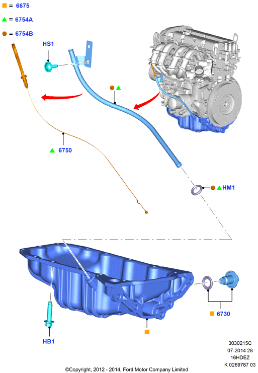 Масл. картер/указат. уровня масла, Zetec 1.6 DOHC EFI