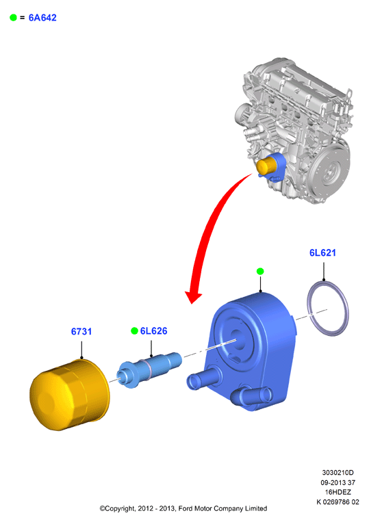 Масляный радиатор и фильтр, Zetec 1.6 DOHC EFI