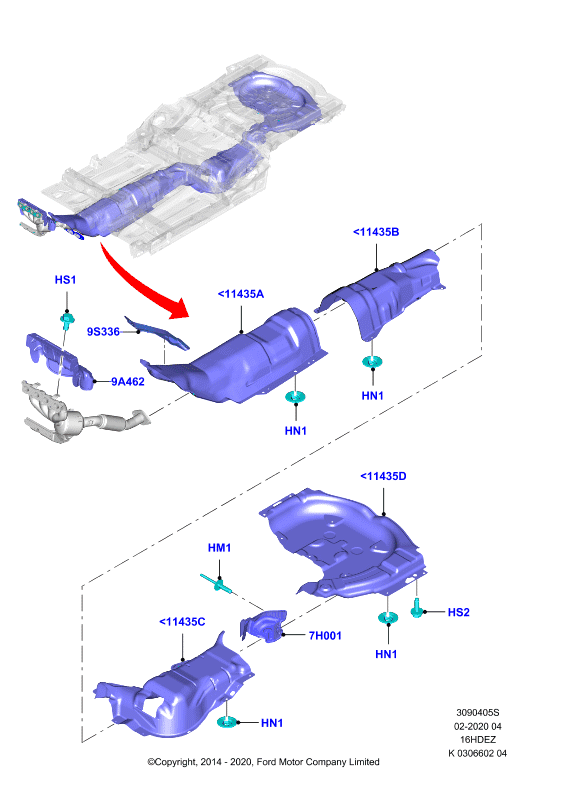 Теплозащитные экраны сист.выпуска, Zetec 1.6 DOHC EFI