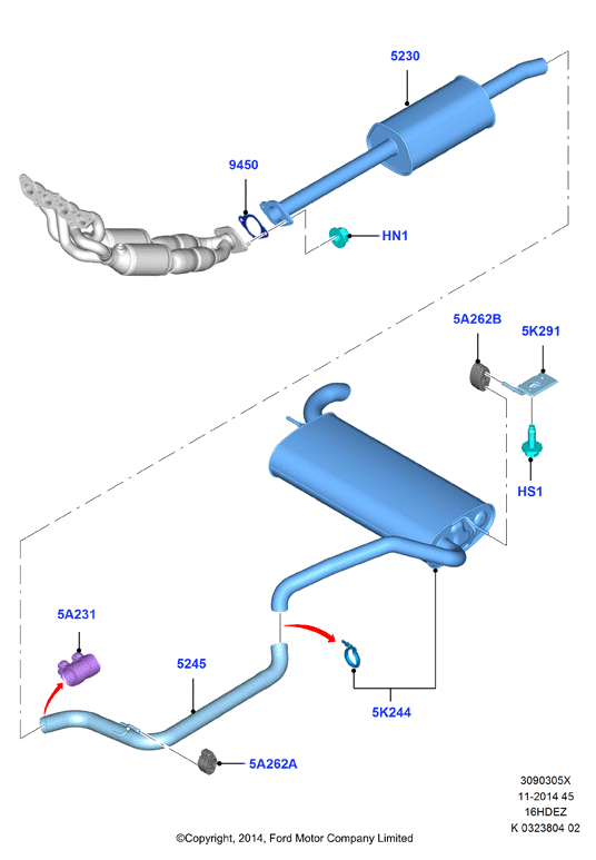 Система выпуска, Zetec 1.6 DOHC EFI