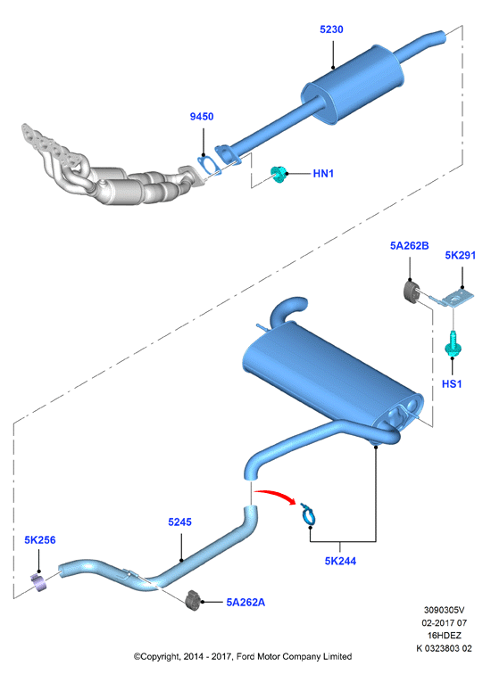 Система выпуска, Zetec 1.6 DOHC EFI