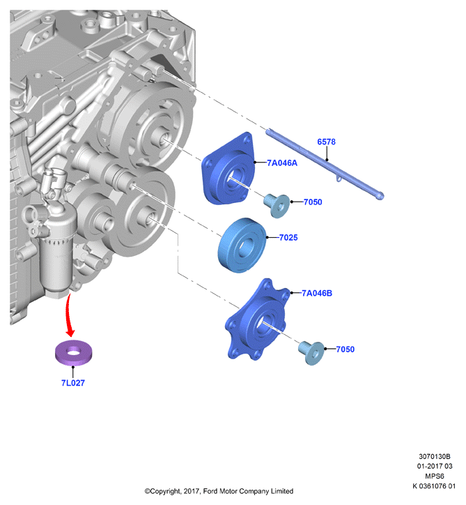 Вторичн.вал, шестерни и подшипники, 6 Speed Trans Powershift