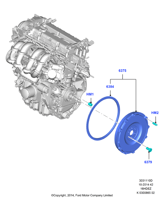 Маховик, Zetec 1.6 DOHC EFI
