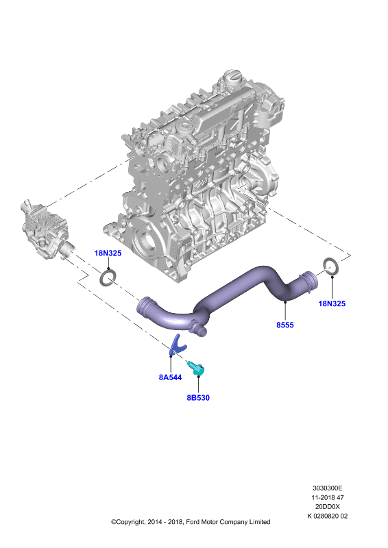 Водяной коллектор и шланги, 2.0 DI Diesel