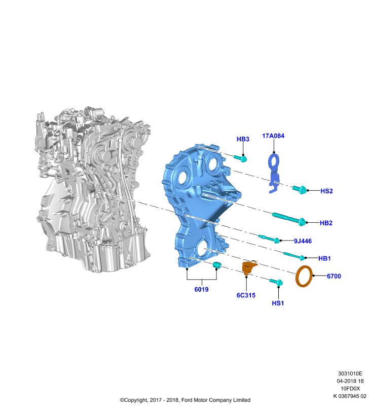 Крышки газораспредели. механизма, 1.0L 3 CYL Fox             (10FD0X)