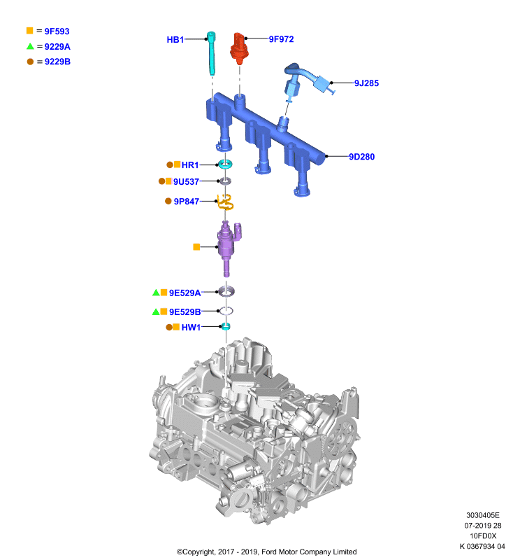 Топливные форсунки и трубопроводы, 1.0L 3 CYL Fox             (10FD0X)