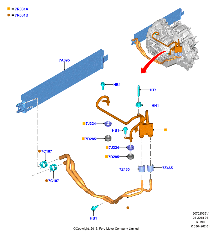 Системы охлаждения коробки передач, 6F 6 Speed Mid Range Auto