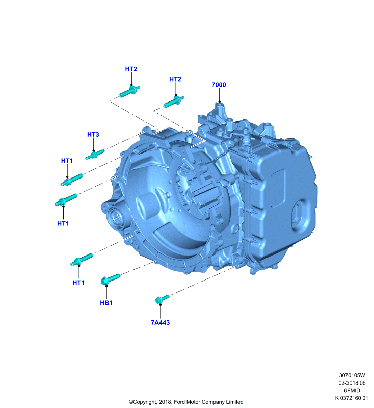 Коробка передач и привод спидометра, 6F 6 Speed Mid Range Auto