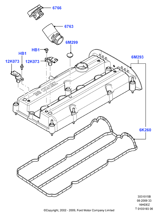 Крышка головки цилиндров, Zetec 1.6 DOHC EFI
