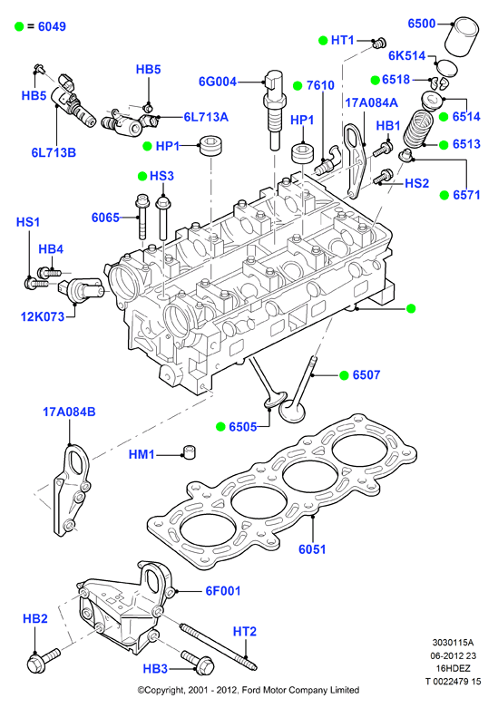 Головка цилиндров, Zetec 1.6 DOHC EFI