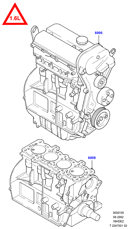 Сервисн.двиг.и неукомпл.блок цил., Zetec 1.6 DOHC EFI