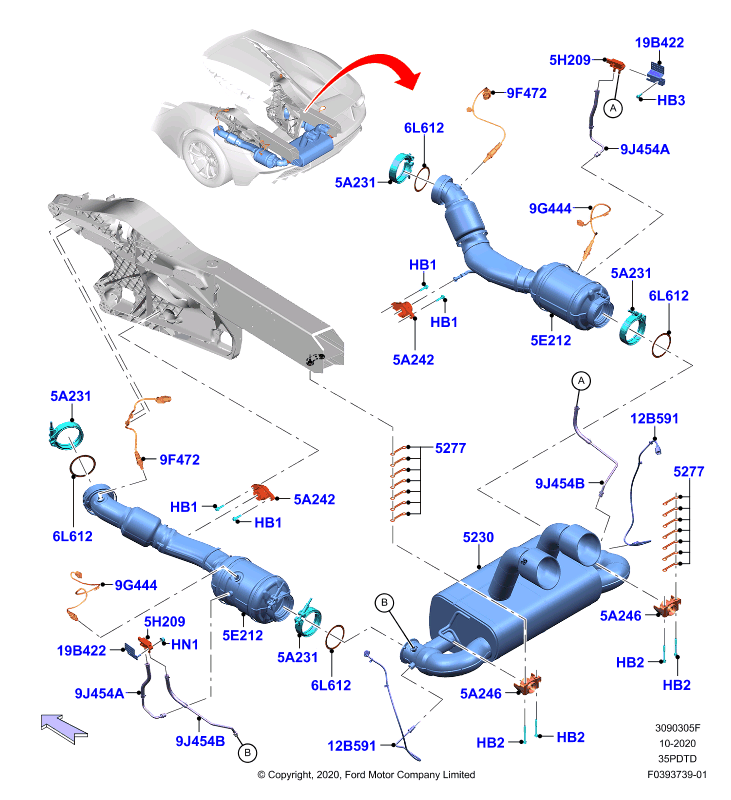 Система выпуска, 3.5L DOHC Turbo