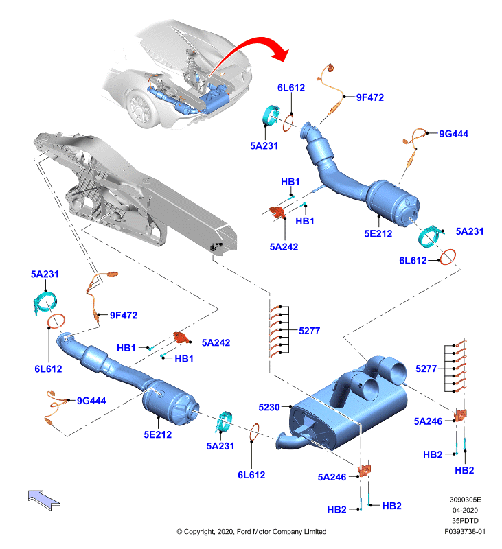 Система выпуска, 3.5L DOHC Turbo