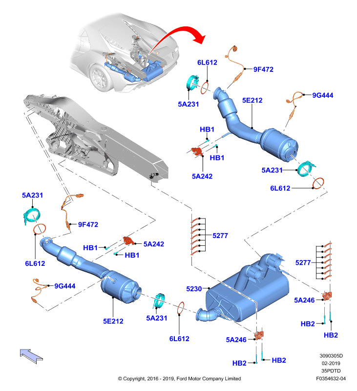 Система выпуска, 3.5L DOHC Turbo