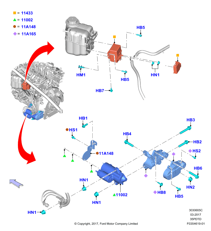 Опоры стартера, 3.5L DOHC Turbo