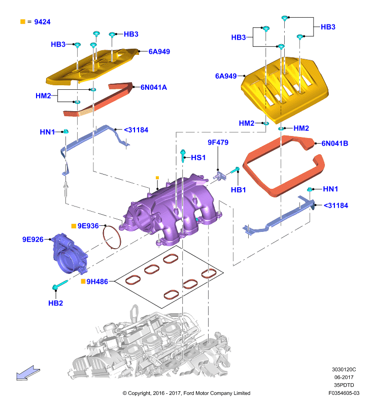 Впускной коллектор, 3.5L DOHC Turbo