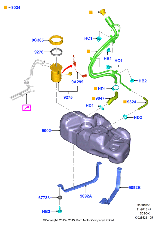 Топл. бак и сопутствующие эле., 1.6 SOHC Diesel