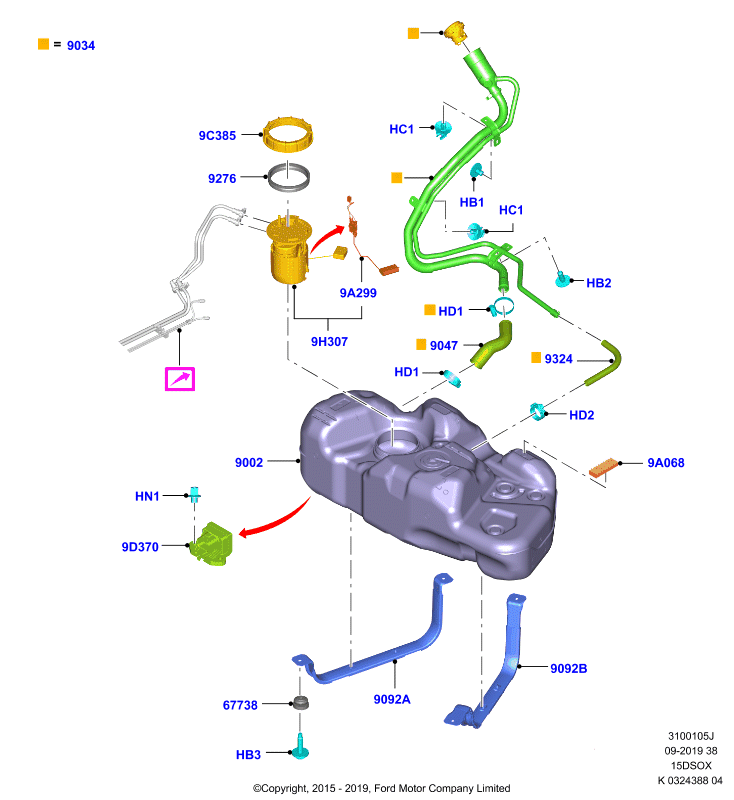 Топл. бак и сопутствующие эле., 1.5L SOHC DI TC I4 DIESEL  (15DSOX)