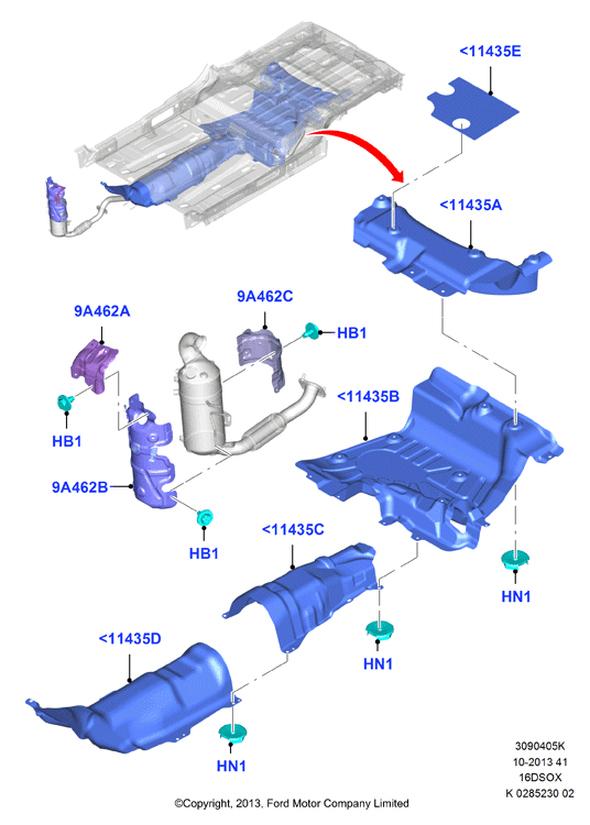 Теплозащитные экраны сист.выпуска, 1.6 SOHC Diesel