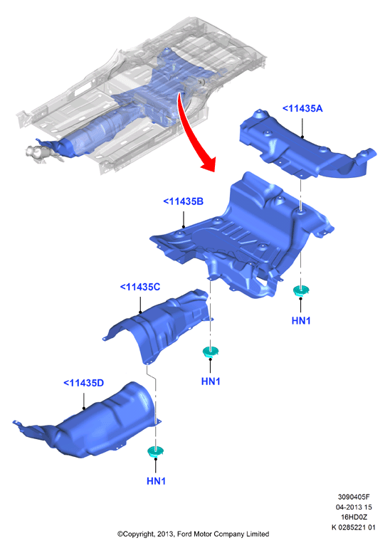 Теплозащитные экраны сист.выпуска, 1.6 Sigma GTDI