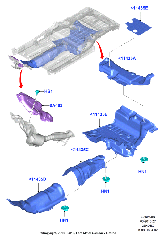 Теплозащитные экраны сист.выпуска, 2.5L I4 16v DOHC EFI