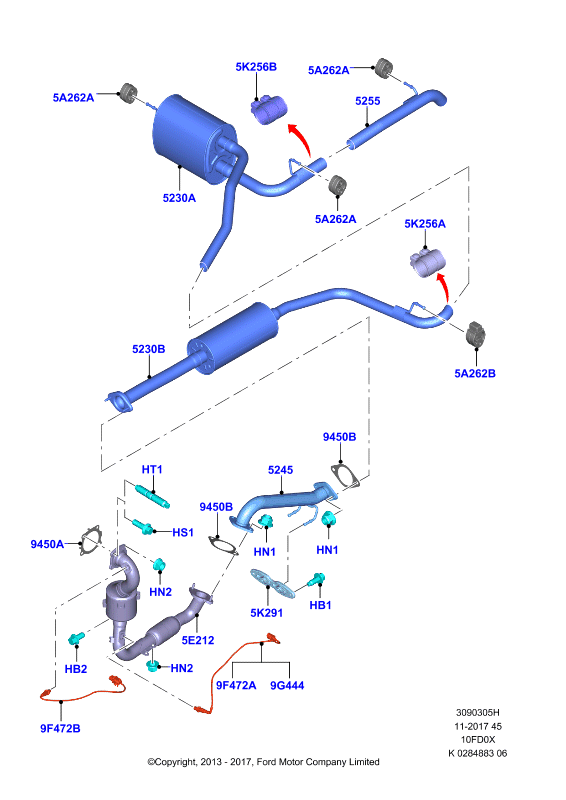 Система выпуска, 1.0L 3 CYL Fox             (10FD0X)