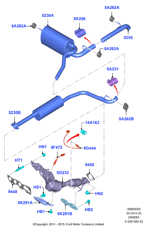 Система выпуска, 2.5L I4 16v DOHC EFI