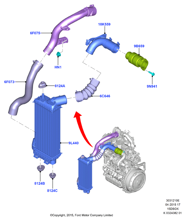 Пром.теплообм/воздуховоды и шланги, 1.5L SOHC DI TC I4 DIESEL  (15DSOX)