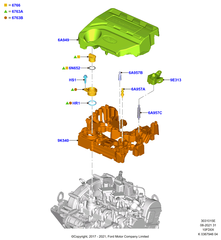 Крышка головки цилиндров, 1.0L 3 CYL Fox (10FD0X)