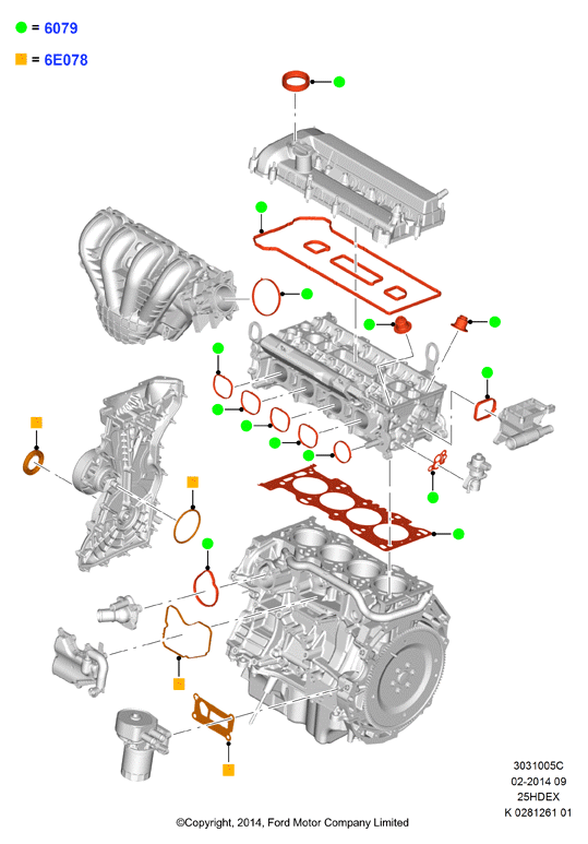 Комплект прокладок двигателя, 2.5L I4 16v DOHC EFI