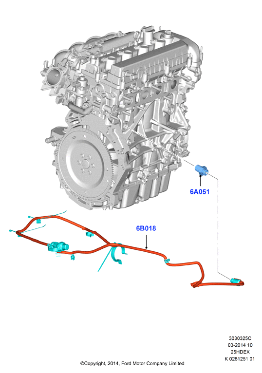 Подогреватель двигателя, 2.5L I4 16v DOHC EFI
