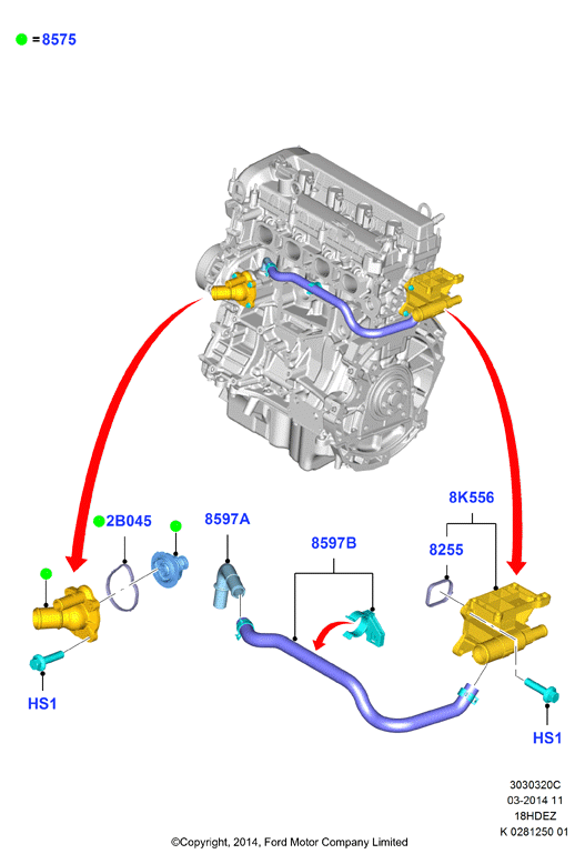Термостат/корпус и сопут.эл-ты, 2.5L I4 16v DOHC EFI