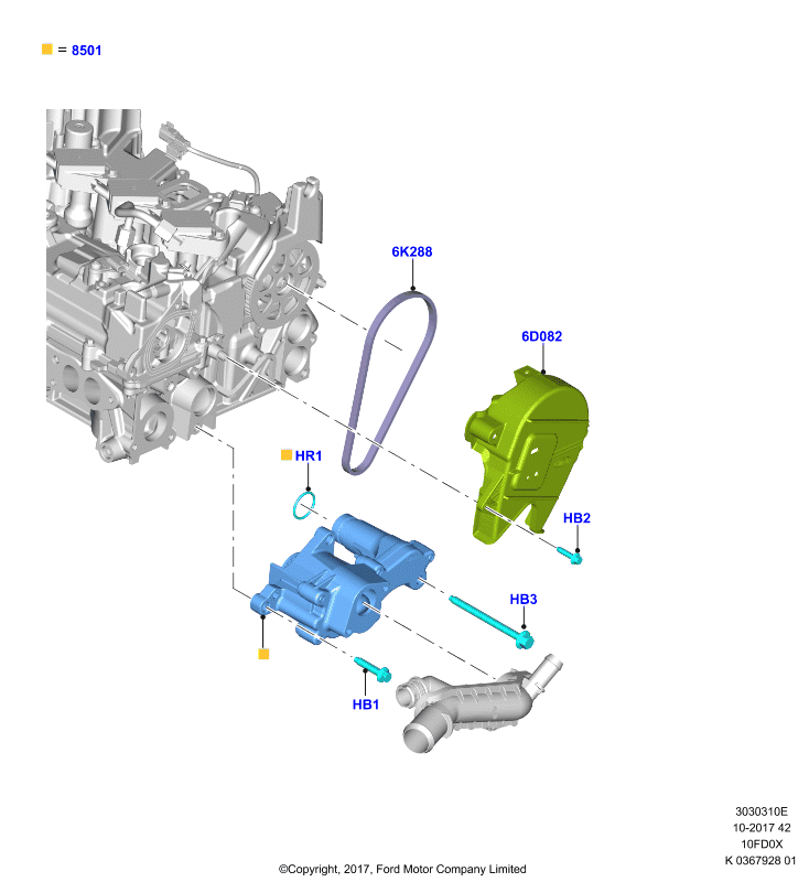Насос охлаждающей жидкости, 1.0L 3 CYL Fox             (10FD0X)