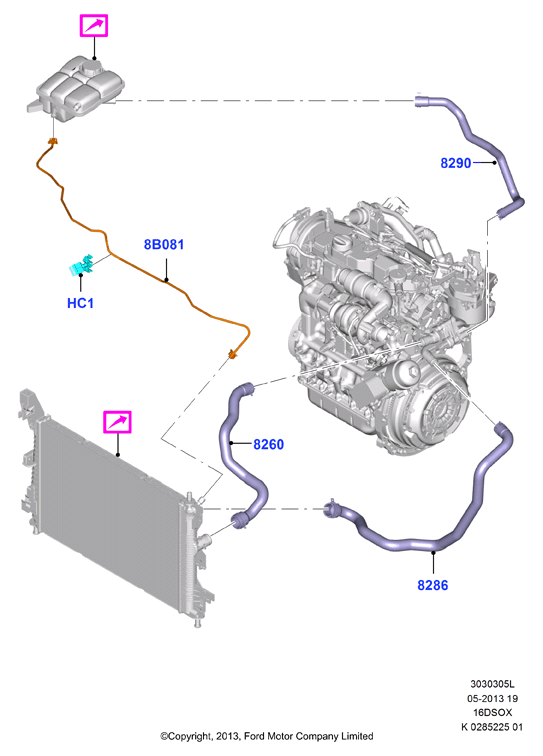 Трубопр.и шланги сист.охлажд., 1.6 SOHC Diesel