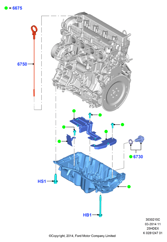 Масл. картер/указат. уровня масла, 2.5L I4 16v DOHC EFI