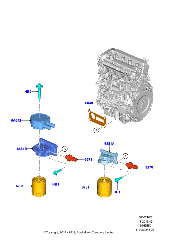 Масляный радиатор и фильтр, 2.5L I4 16v DOHC EFI