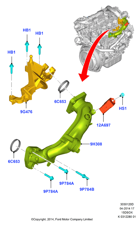 Впускной коллектор, 1.5L SOHC DI TC I4 DIESEL  (15DSOX)