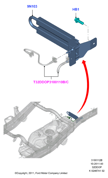 Охладитель топлива в сборе, 3.2 Duratorq Diesel
