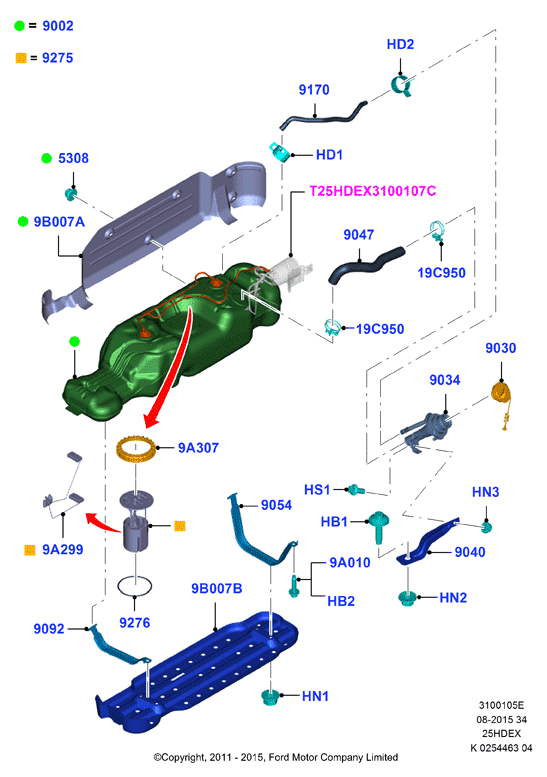 Топл. бак и сопутствующие эле., 2.5L I4 16v DOHC EFI