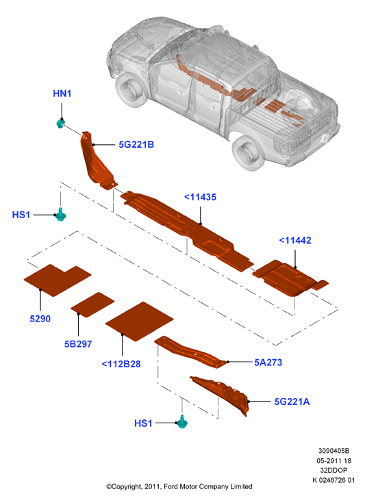 Теплозащитные экраны сист.выпуска, 3.2 Duratorq Diesel