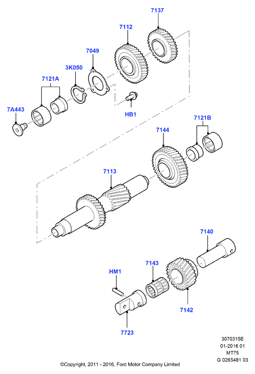 Вторичн.вал, шестерни и подшипники, 5 Speed Manual Transmission