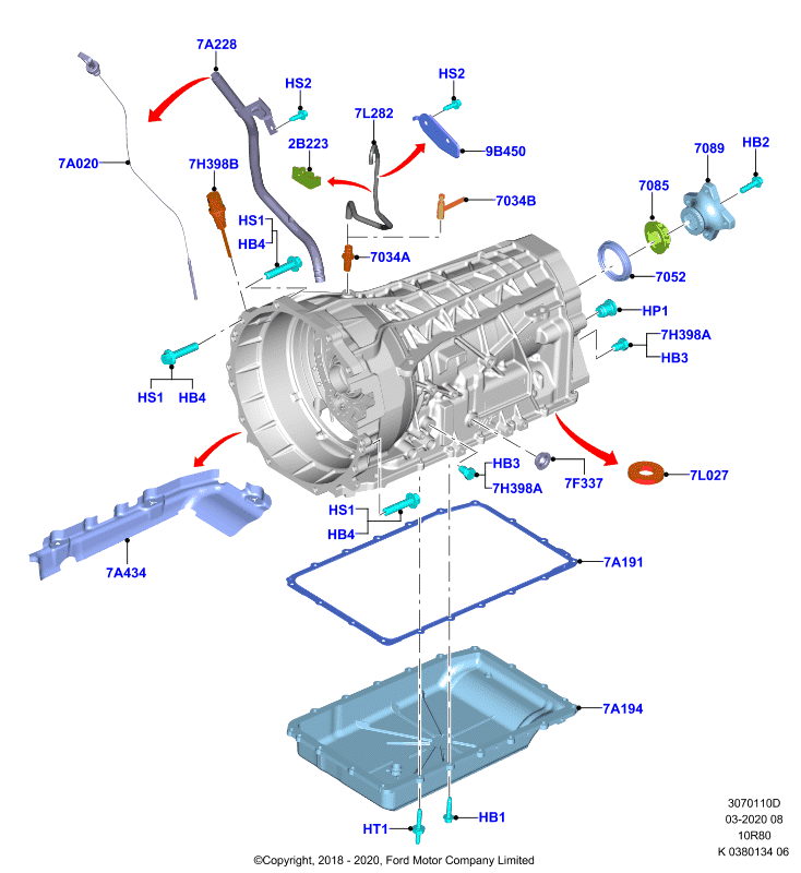 Внешние эл-ты коробки передач, 10 Speed Auto Transmission