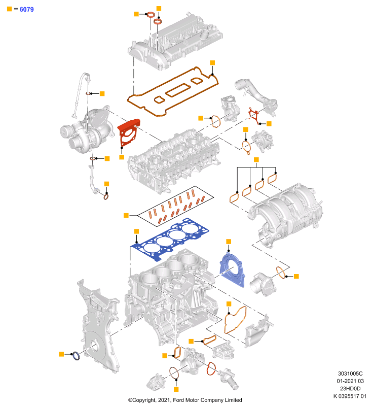 Комплект прокладок двигателя, 2.3L TiVCT Turbo Charge  (23HD0D_T)